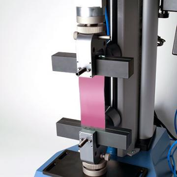 Tensile strength material test, pneumatic jaws, with MultiTest 5-i force tester
